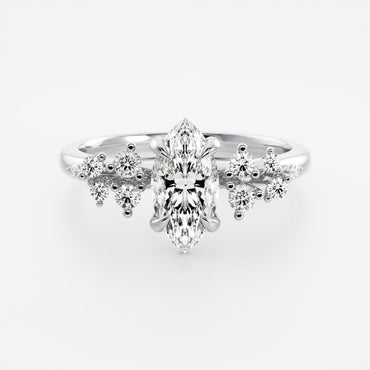 Marquise Cut Cluster Styled Lab Grown Diamond Engagement Ring