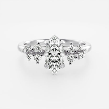 Marquise Cut Cluster Styled Lab Grown Diamond Engagement Ring