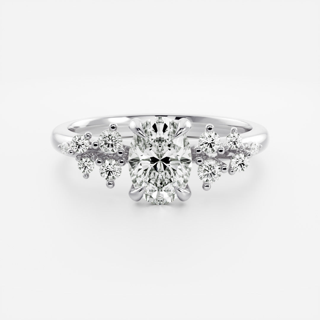 Marquise Cut Cluster Styled Lab Grown Diamond Engagement Ring