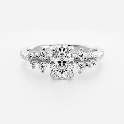 Marquise Cut Cluster Styled Lab Grown Diamond Engagement Ring