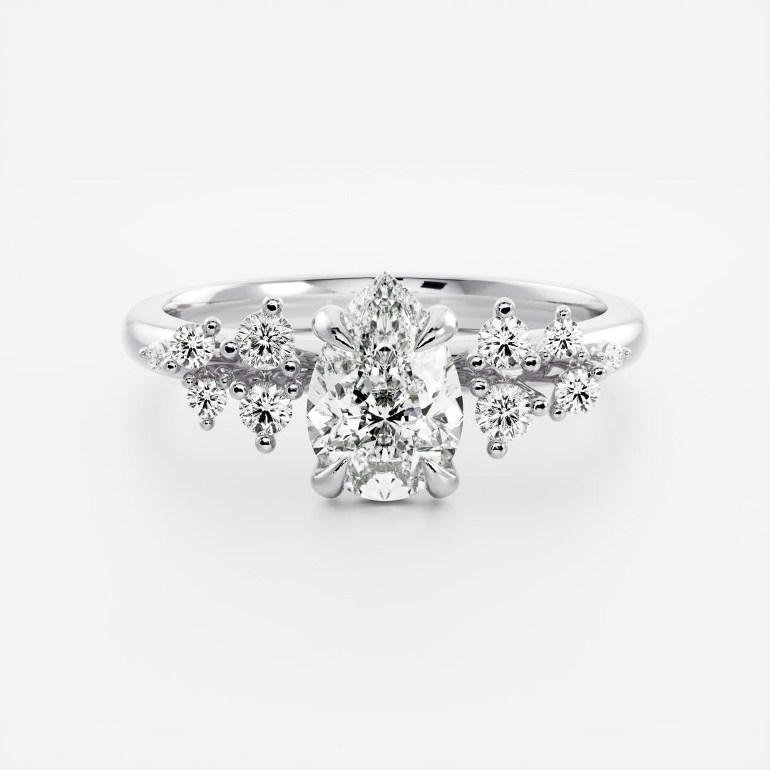 Marquise Cut Cluster Styled Lab Grown Diamond Engagement Ring