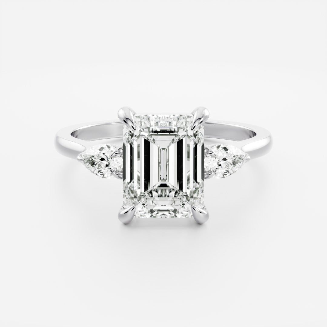 Marquise Cut Cluster Styled Lab Grown Diamond Engagement Ring