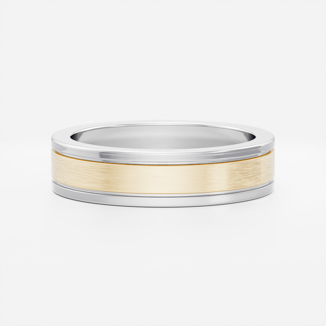 Brushed Dual Grooved Men's Gold Wedding Band