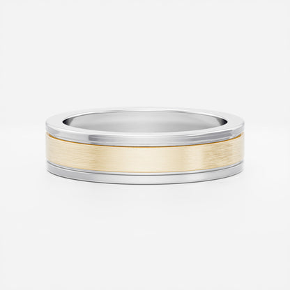 Brushed Dual Grooved Men's Gold Wedding Band