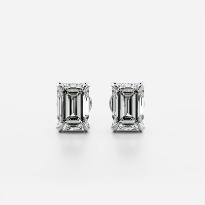 0.50 TCW Emerald Cut Lab Grown Diamond Stud Earrings in Gold