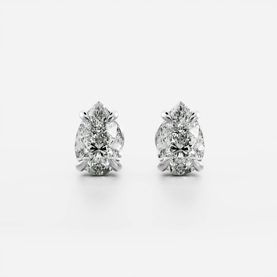 0.50 TCW Pear Cut Lab Grown Diamond Stud Earrings in Gold