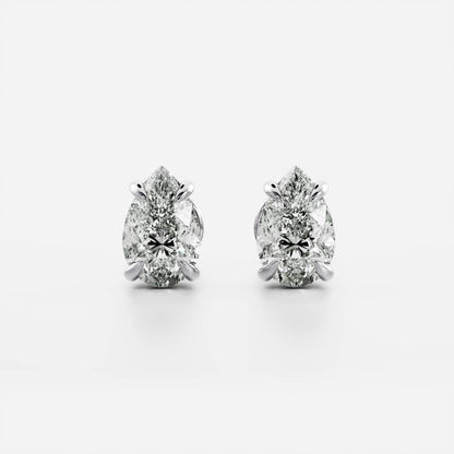 0.50 TCW Pear Cut Lab Grown Diamond Stud Earrings in Gold