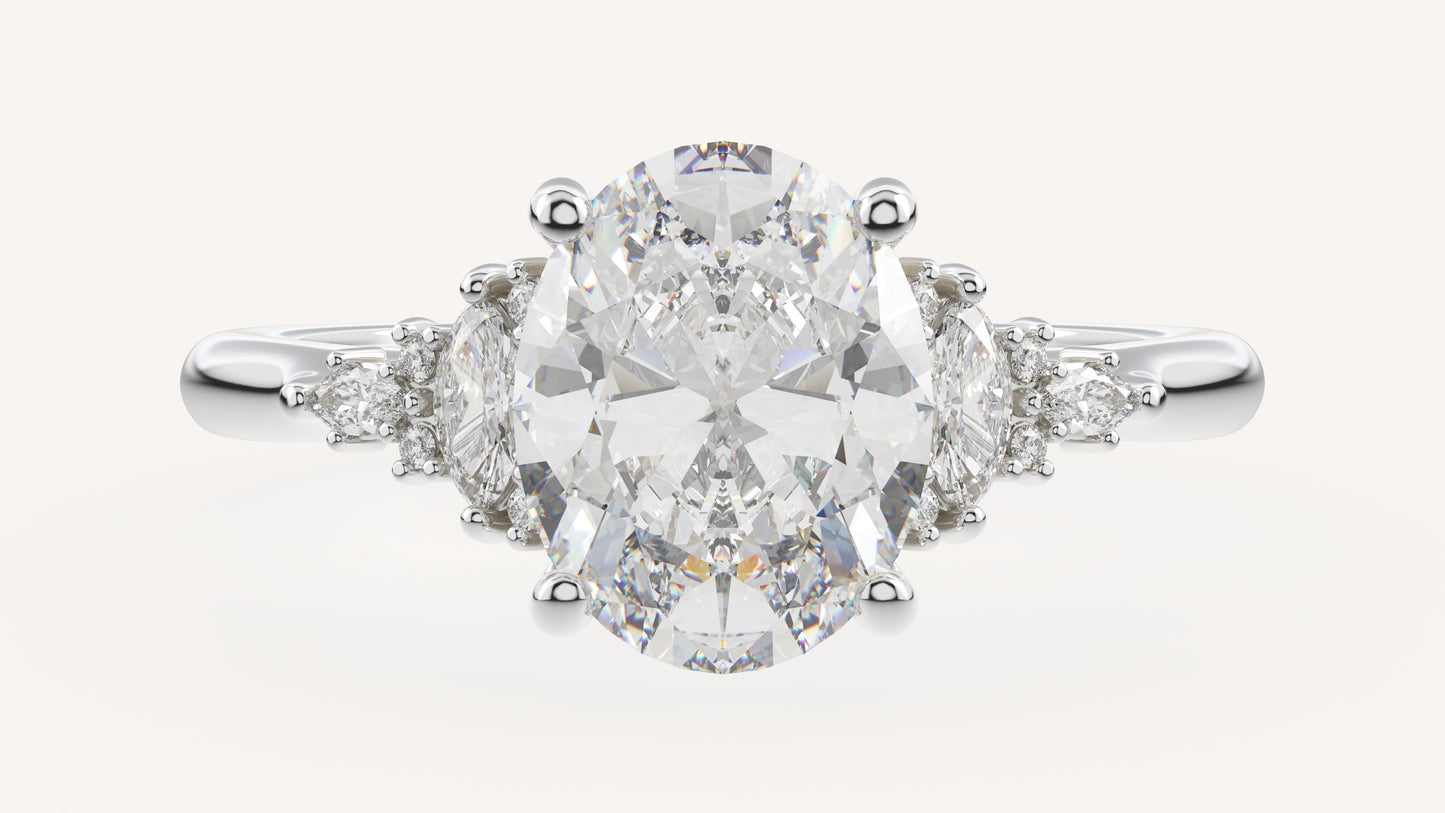 Marquise Shaped Three Stone Lab Grown Diamond Engagement Ring
