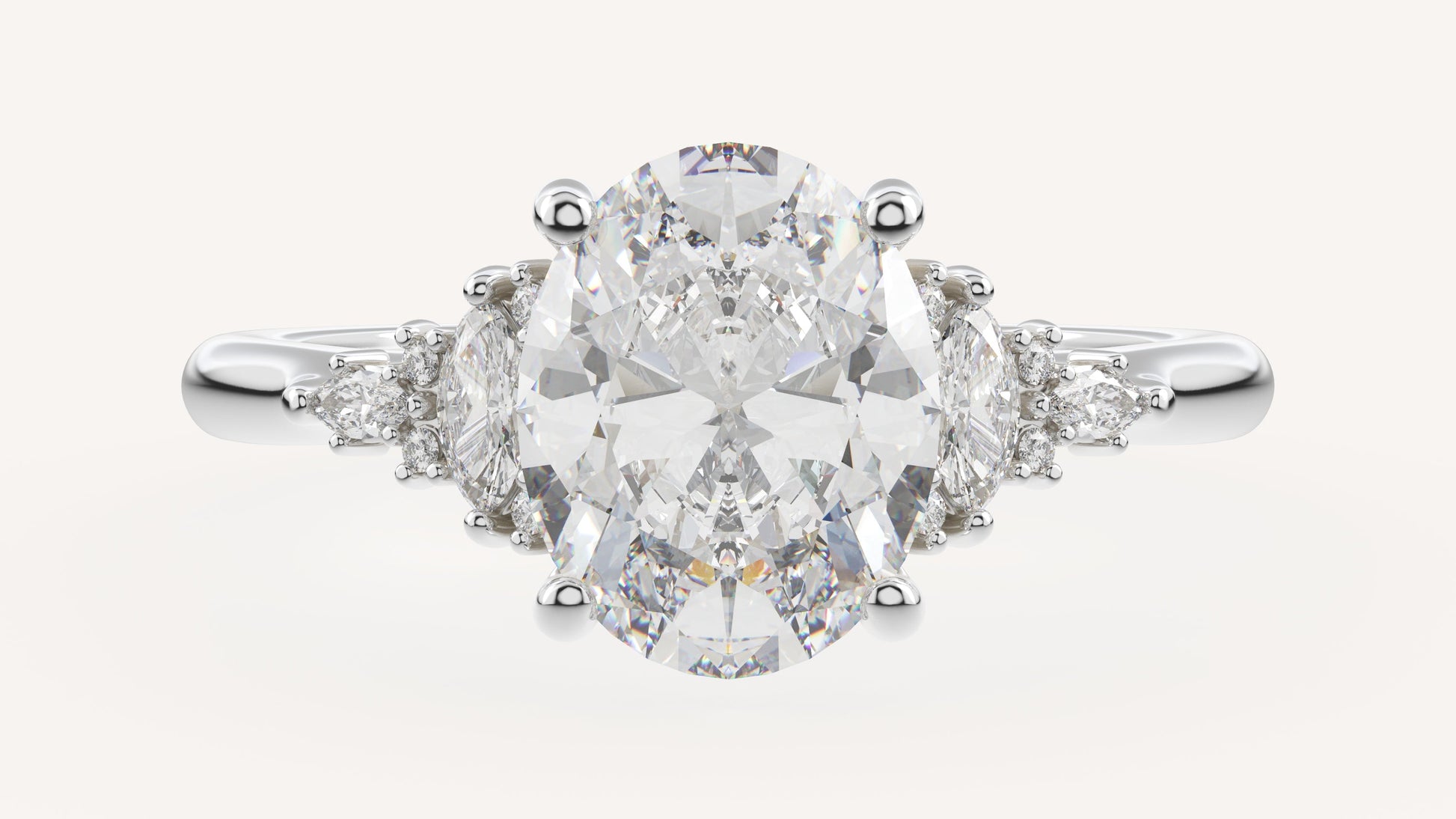 Marquise Shaped Three Stone Lab Grown Diamond Engagement Ring