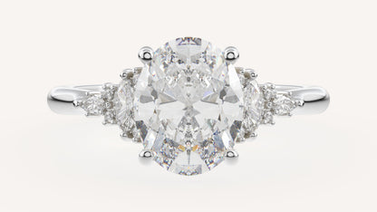 Marquise Shaped Three Stone Lab Grown Diamond Engagement Ring
