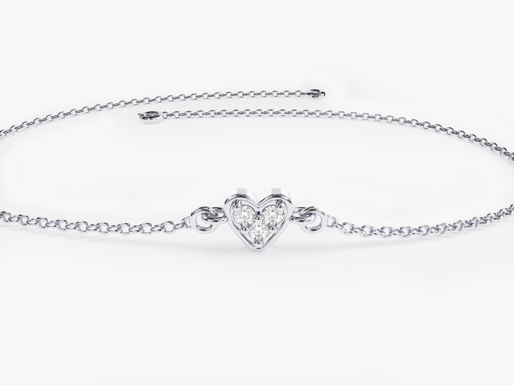0.03 TCW Heart Charm Lab Grown Diamond Bracelet