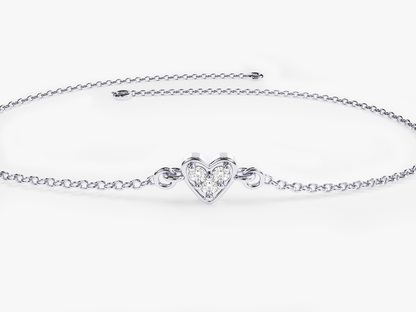 0.03 TCW Heart Charm Lab Grown Diamond Bracelet