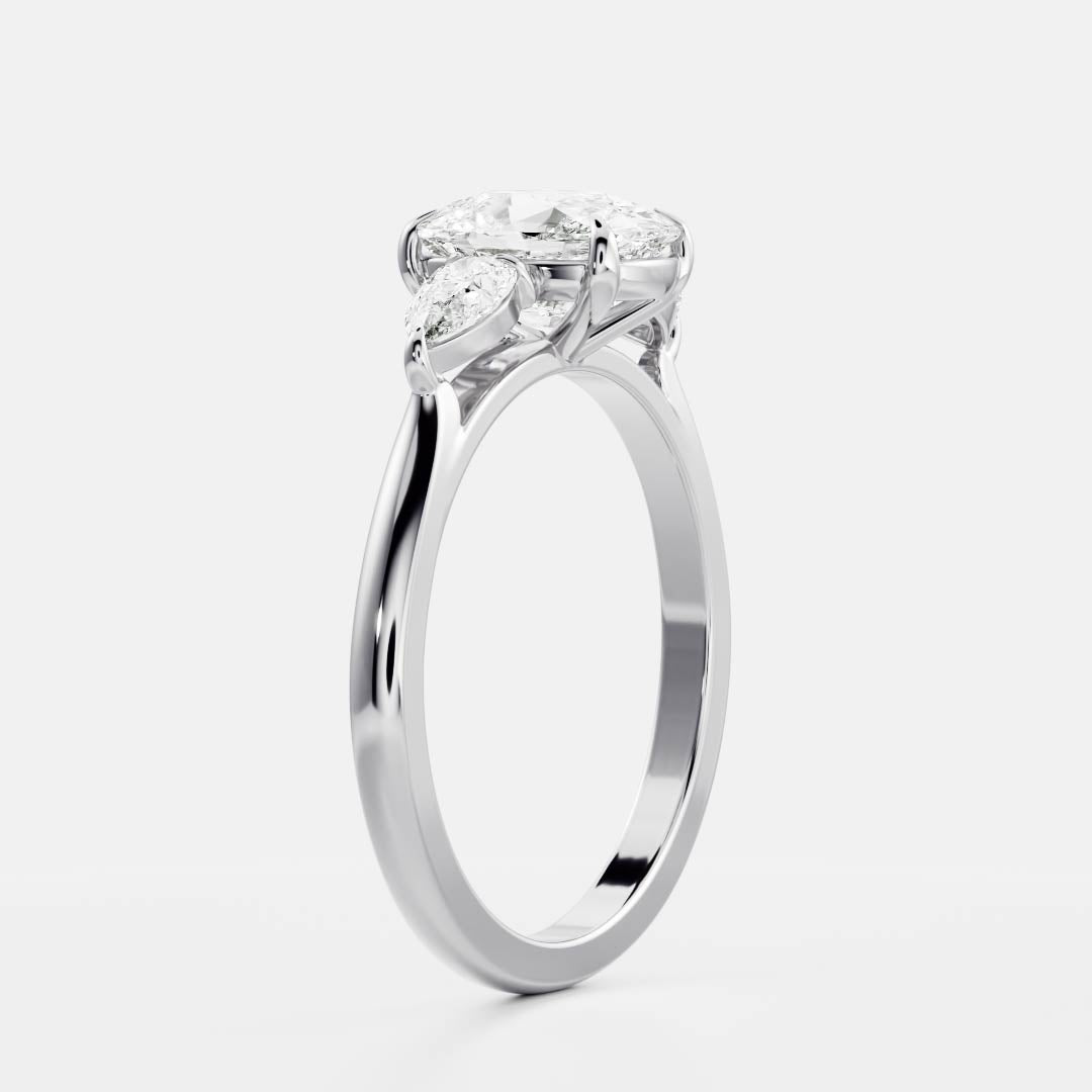 Marquise Cut Cluster Styled Lab Grown Diamond Engagement Ring