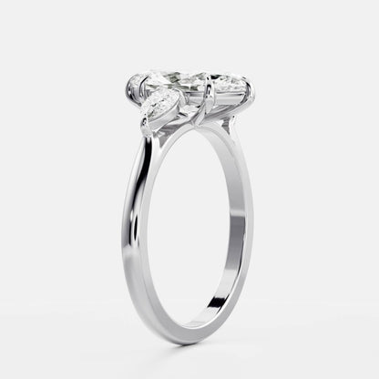 Marquise Cut Cluster Styled Lab Grown Diamond Engagement Ring