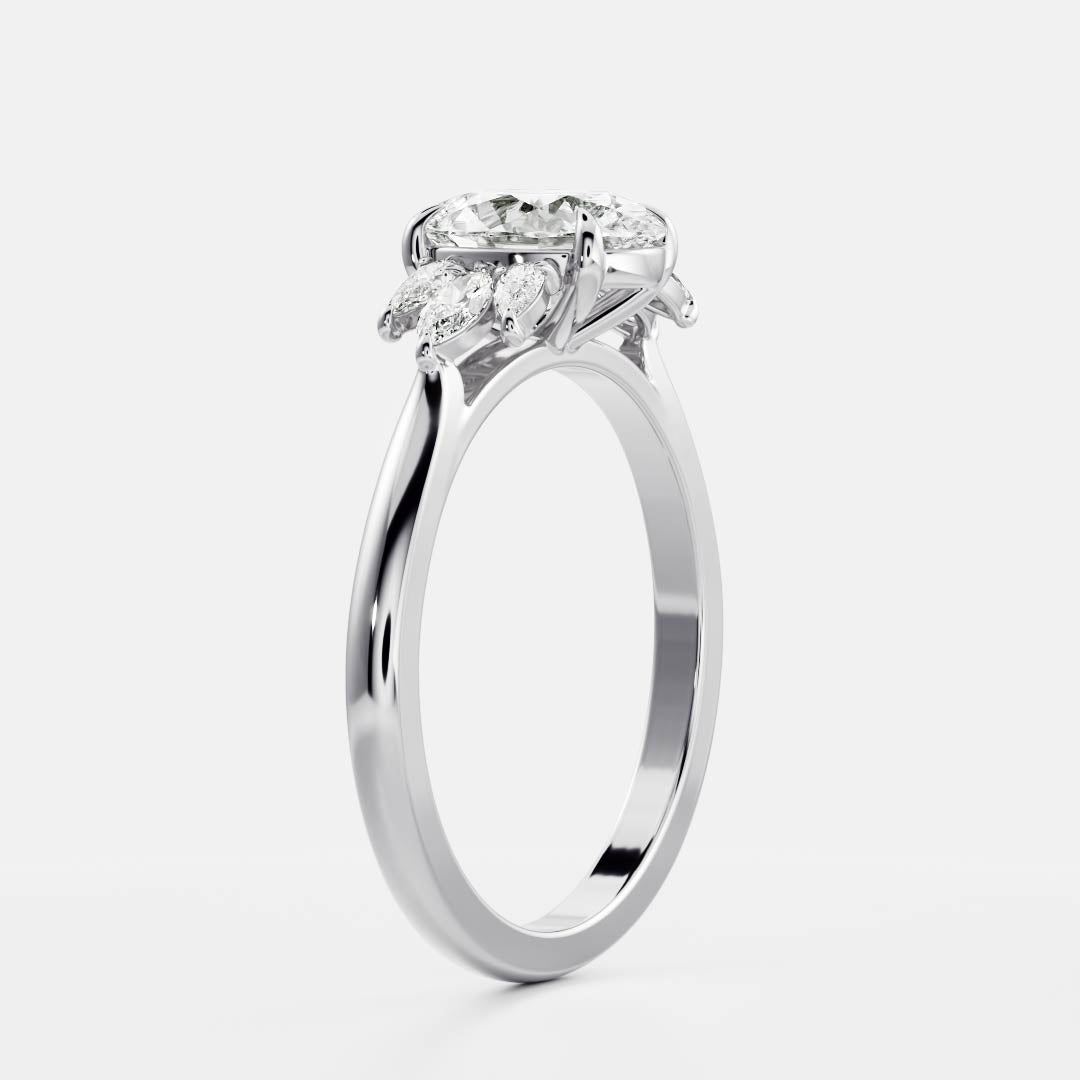 Marquise Cut Cluster Styled Lab Grown Diamond Engagement Ring