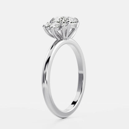 Marquise Cut Cluster Styled Lab Grown Diamond Engagement Ring