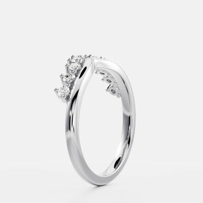 0.25 TCW Round Shaped Half Eternity Lab Grown Diamond Wedding Band