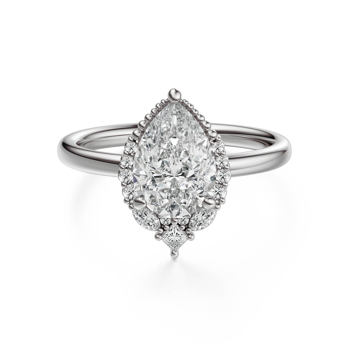 Marquise Shaped Three Stone Lab Grown Diamond Engagement Ring