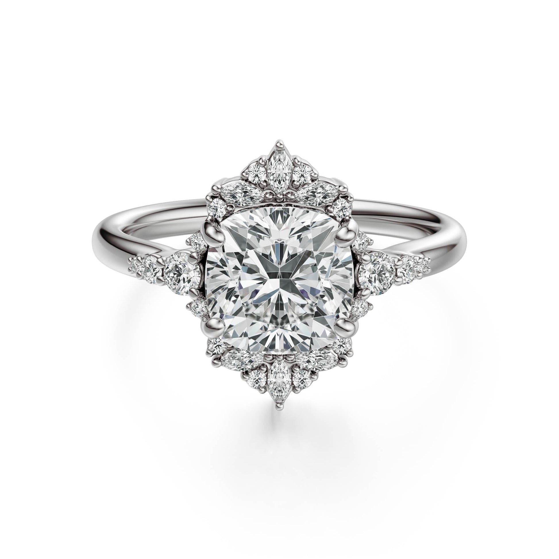 Marquise Shaped Three Stone Lab Grown Diamond Engagement Ring