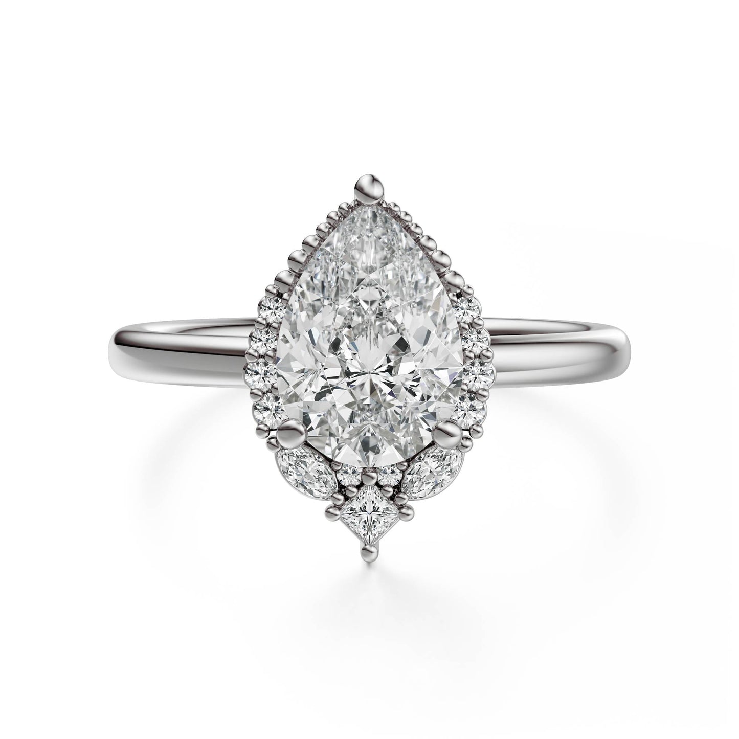 Marquise Shaped Three Stone Lab Grown Diamond Engagement Ring