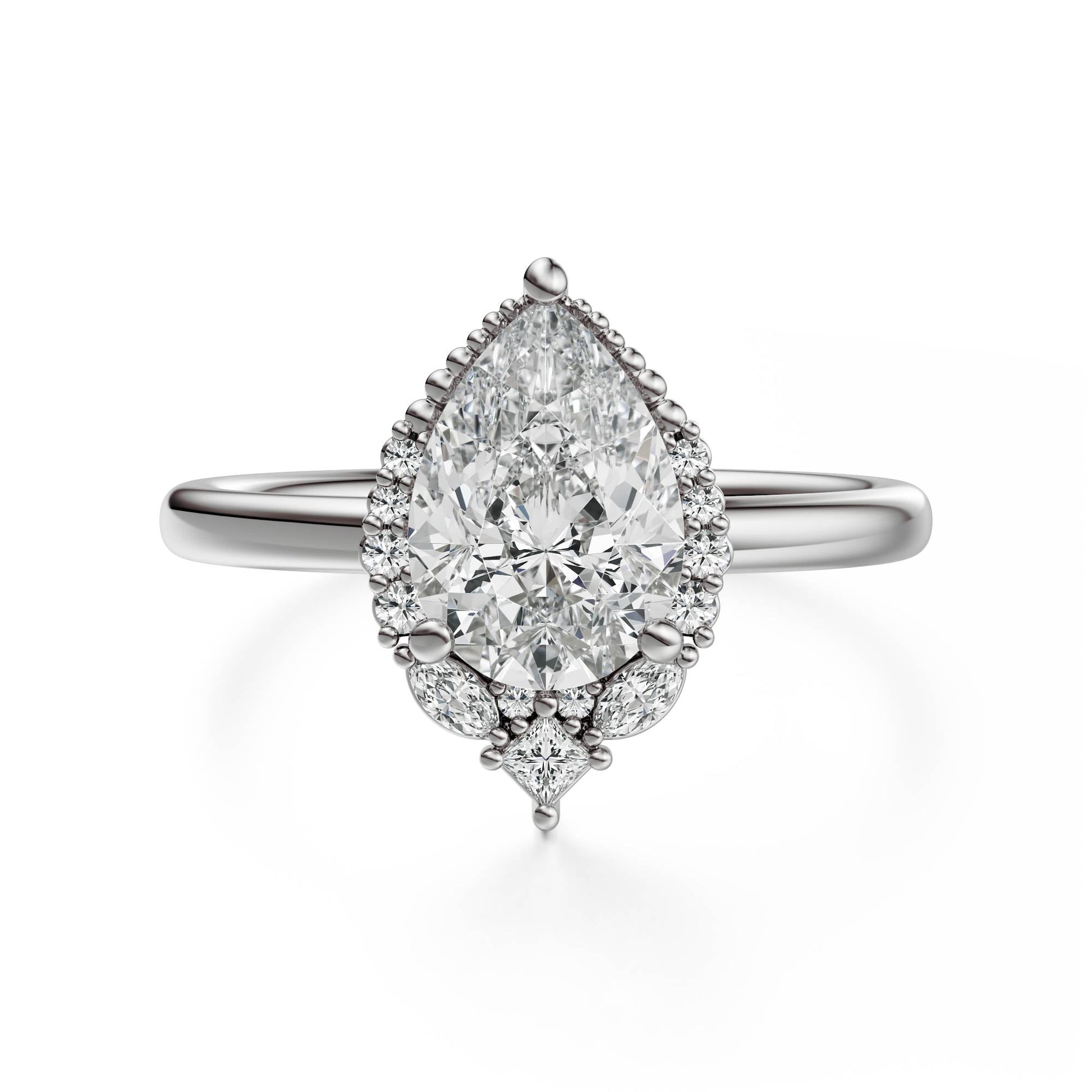 Marquise Shaped Three Stone Lab Grown Diamond Engagement Ring