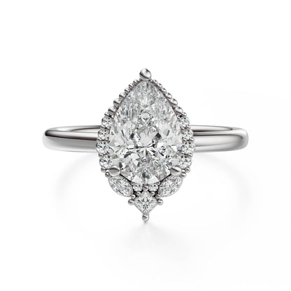 Marquise Shaped Three Stone Lab Grown Diamond Engagement Ring