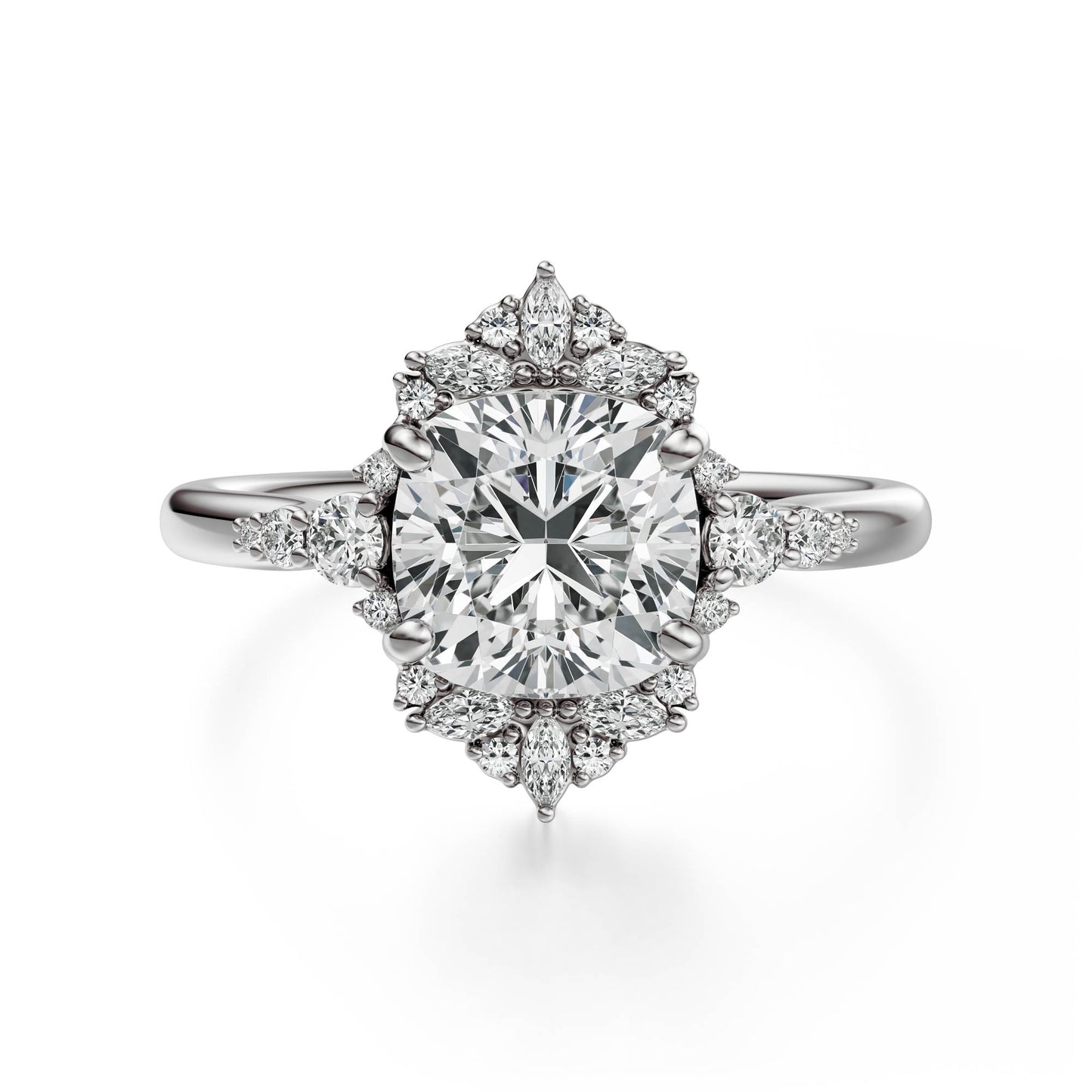 Marquise Shaped Three Stone Lab Grown Diamond Engagement Ring