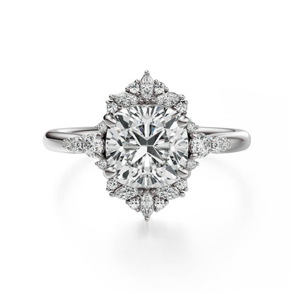 Marquise Shaped Three Stone Lab Grown Diamond Engagement Ring