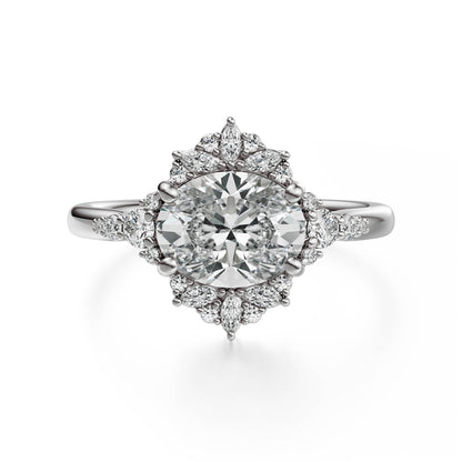 Marquise Shaped Three Stone Lab Grown Diamond Engagement Ring