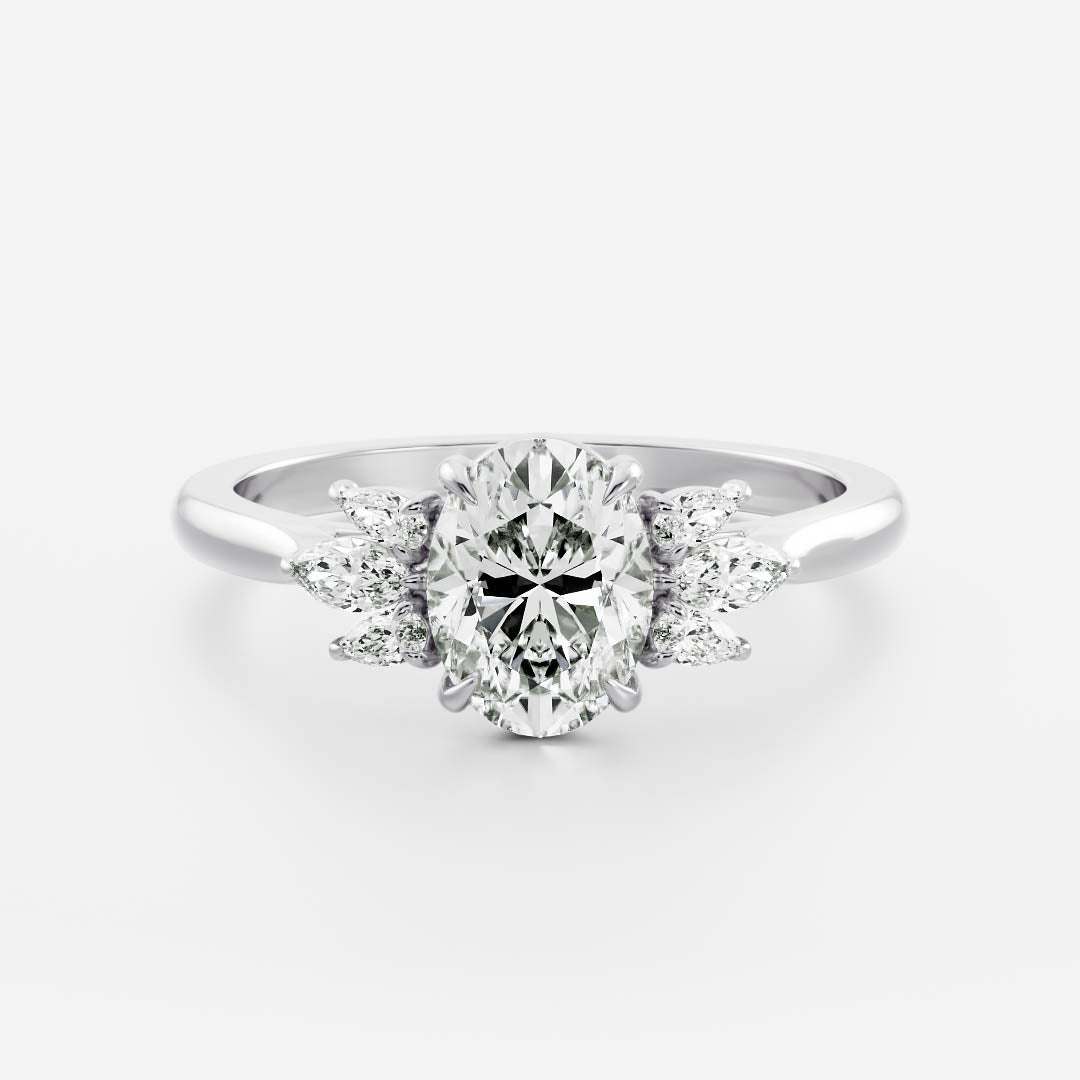 Marquise Cut Cluster Styled Lab Grown Diamond Engagement Ring
