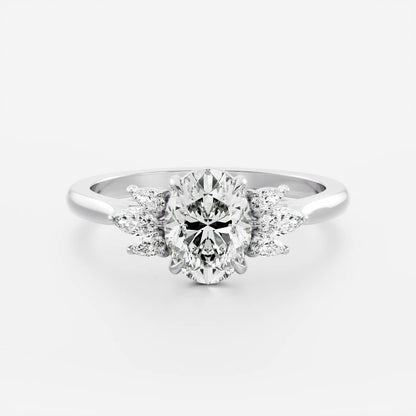 Marquise Cut Cluster Styled Lab Grown Diamond Engagement Ring
