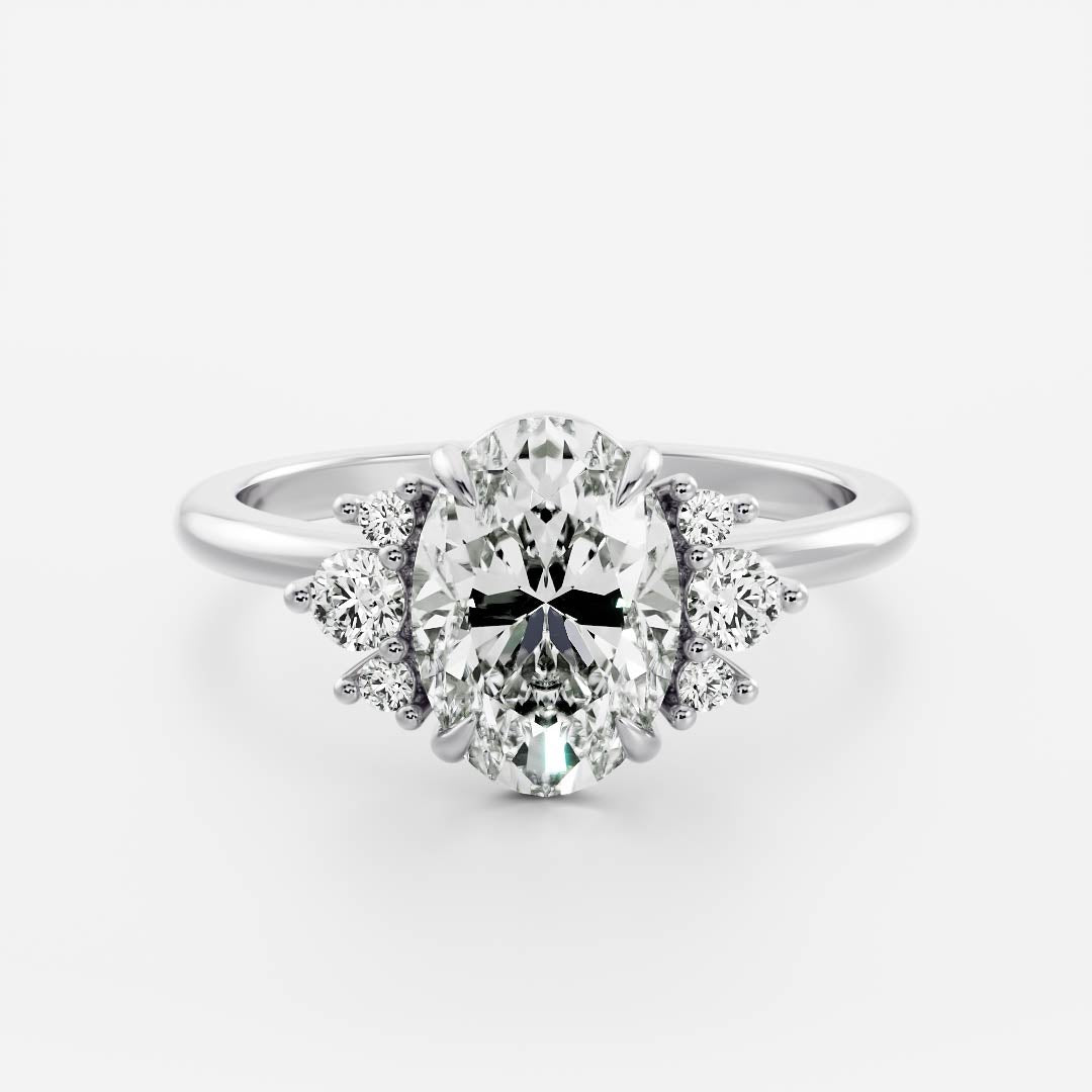 Marquise Cut Cluster Styled Lab Grown Diamond Engagement Ring