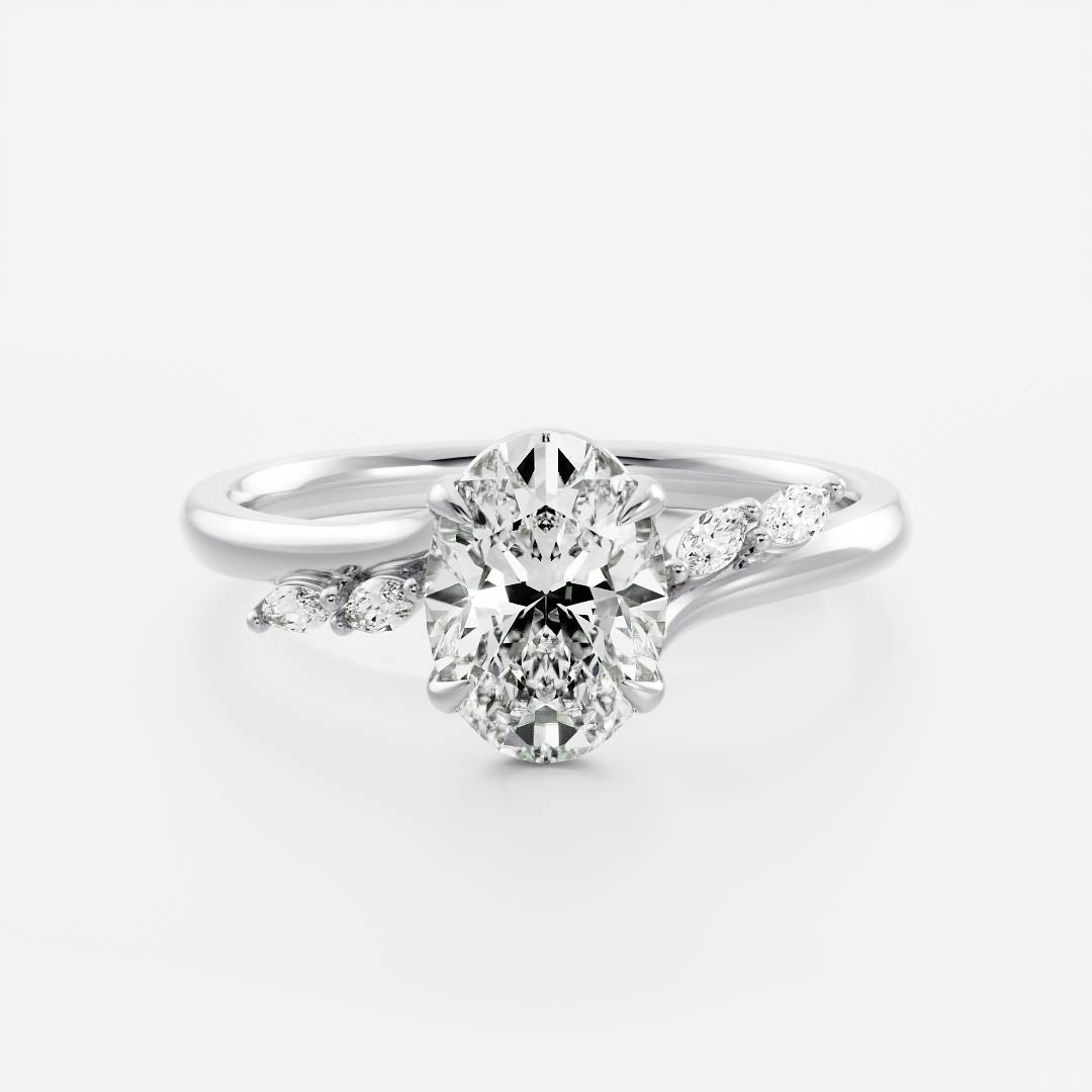 Marquise Cut Cluster Styled Lab Grown Diamond Engagement Ring