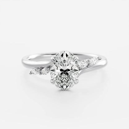 Marquise Cut Cluster Styled Lab Grown Diamond Engagement Ring