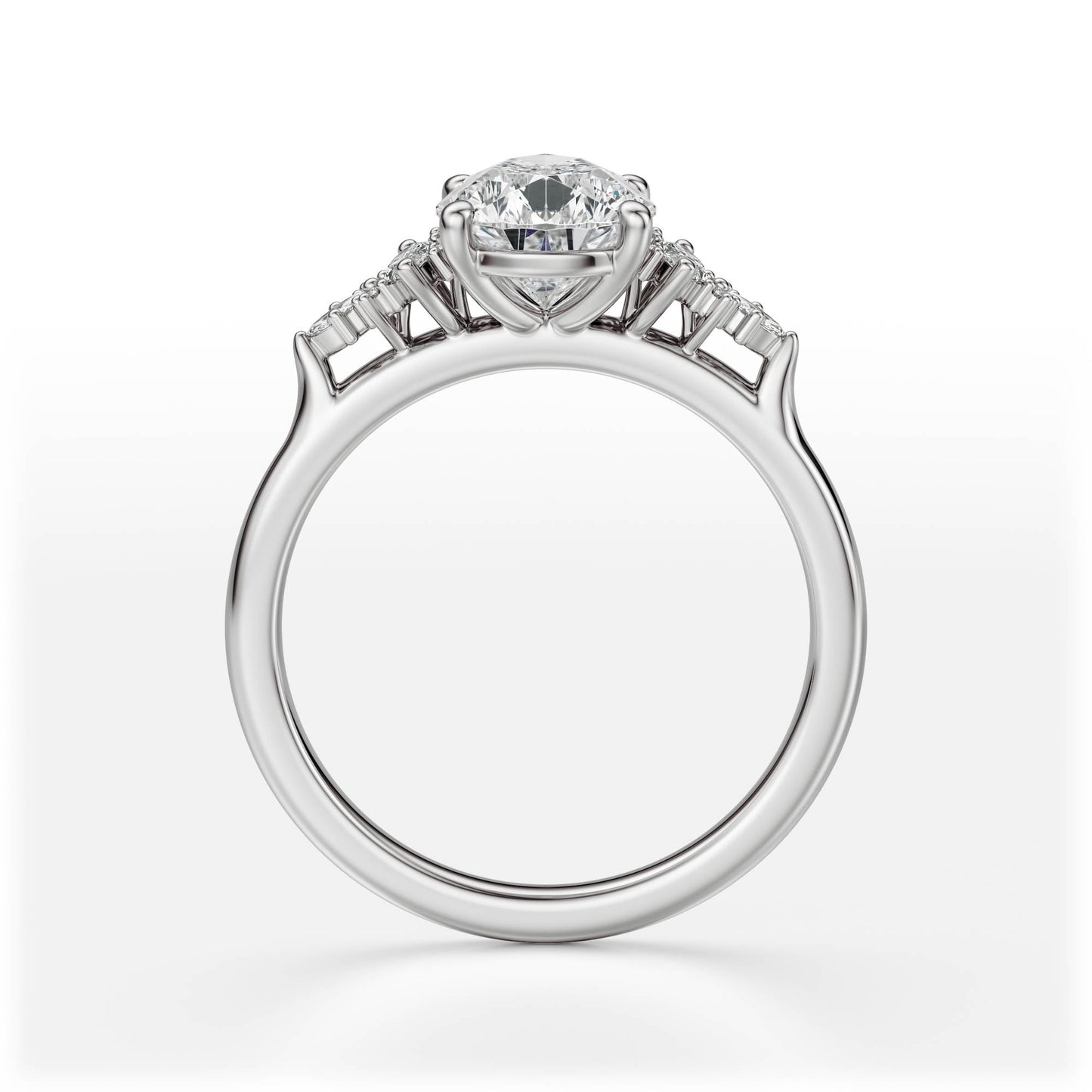 Marquise Shaped Three Stone Lab Grown Diamond Engagement Ring