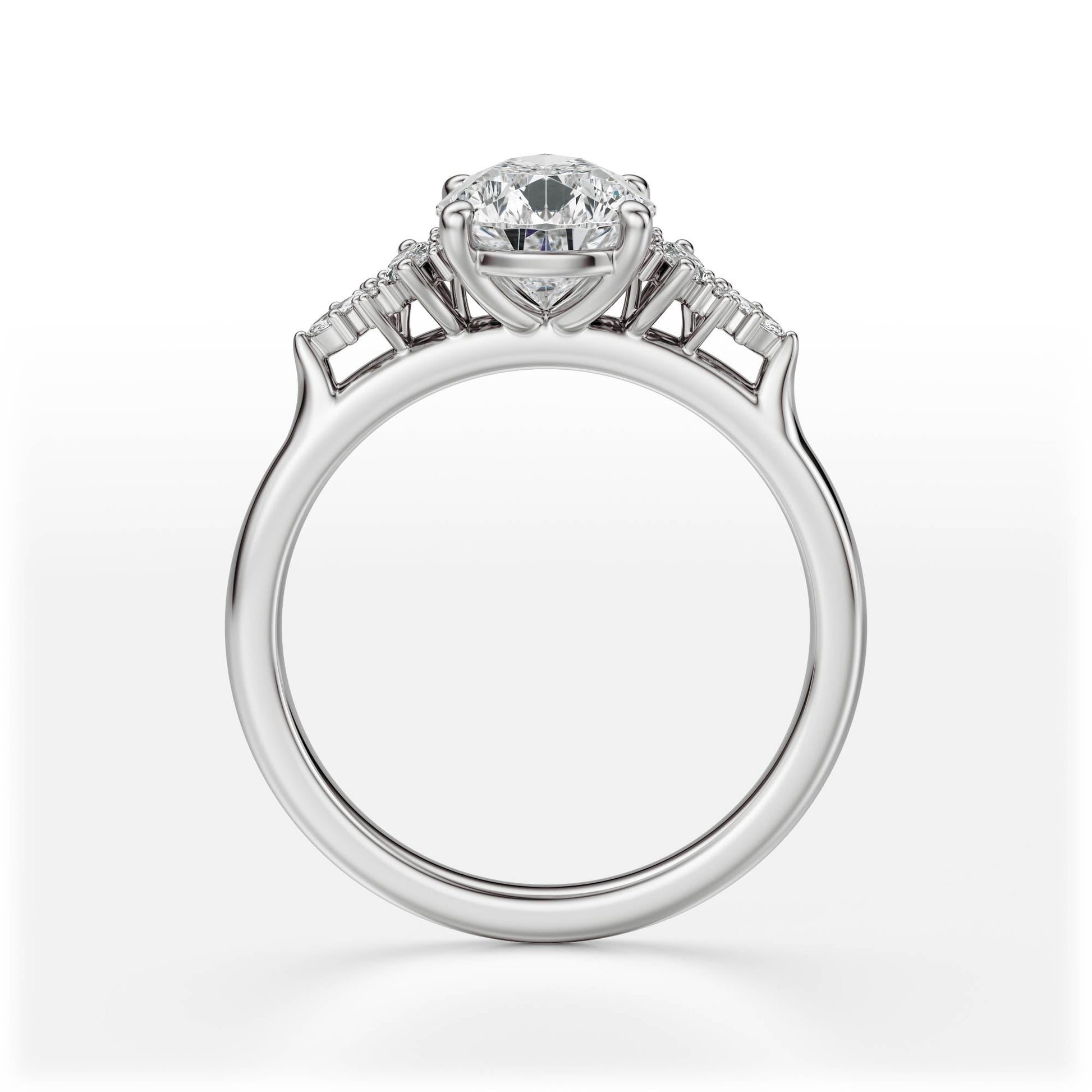 Marquise Shaped Three Stone Lab Grown Diamond Engagement Ring