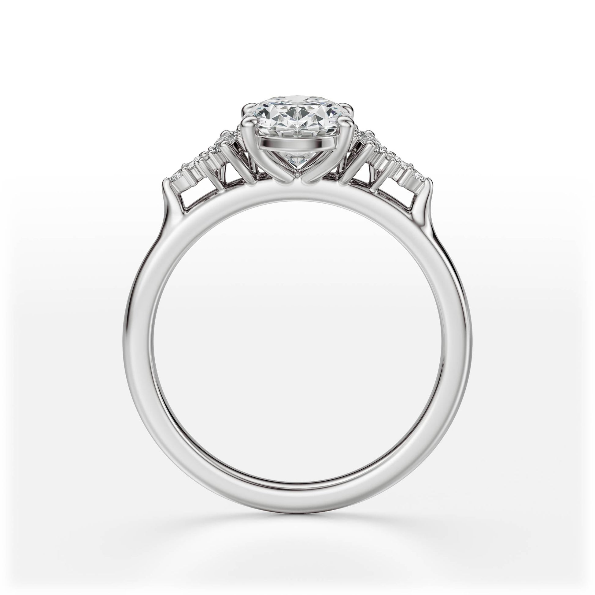 Marquise Shaped Three Stone Lab Grown Diamond Engagement Ring