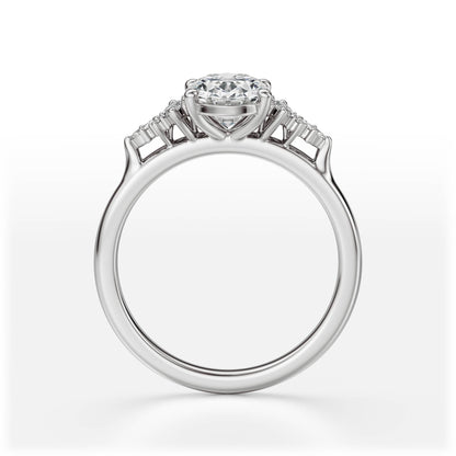 Marquise Shaped Three Stone Lab Grown Diamond Engagement Ring