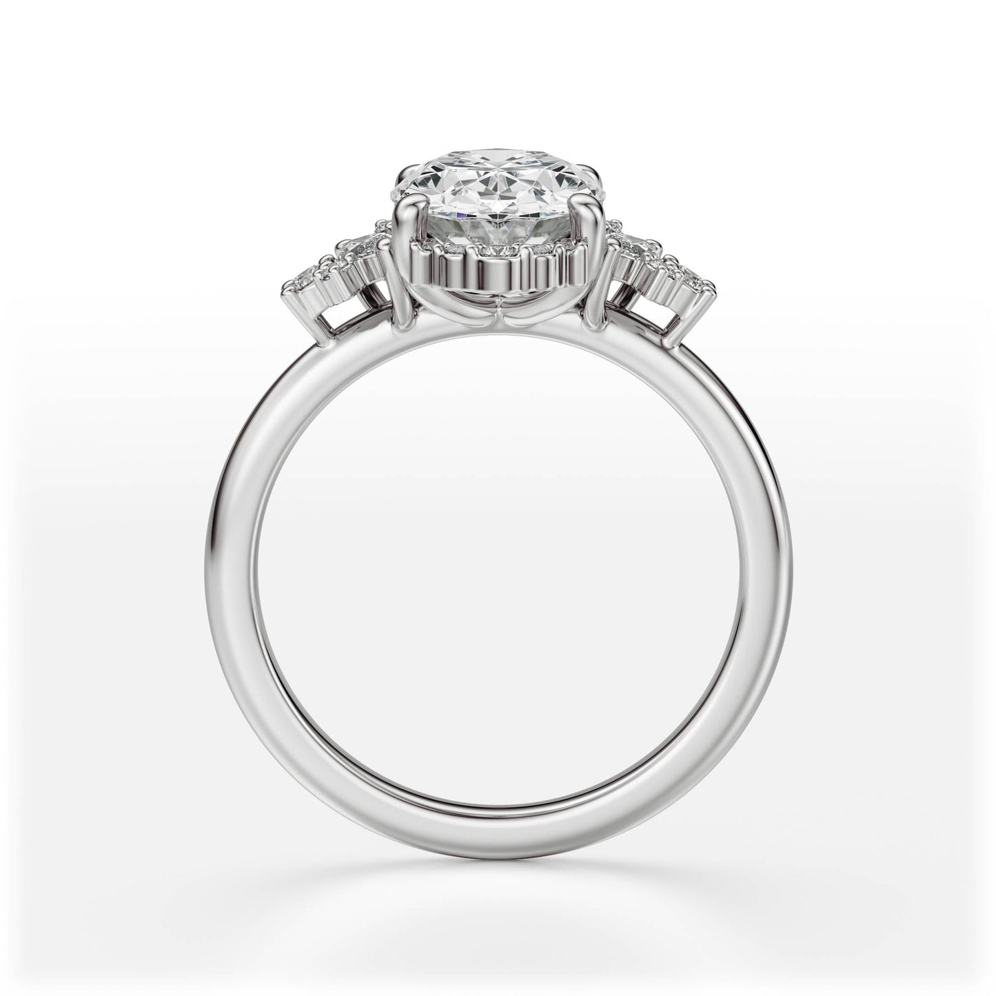 Marquise Shaped Three Stone Lab Grown Diamond Engagement Ring