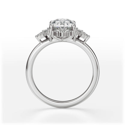 Marquise Shaped Three Stone Lab Grown Diamond Engagement Ring