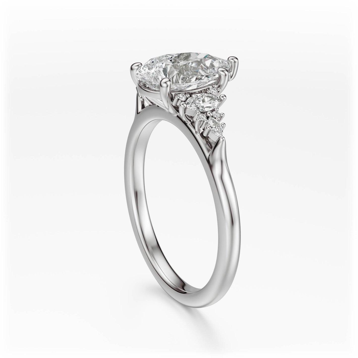 Marquise Shaped Three Stone Lab Grown Diamond Engagement Ring