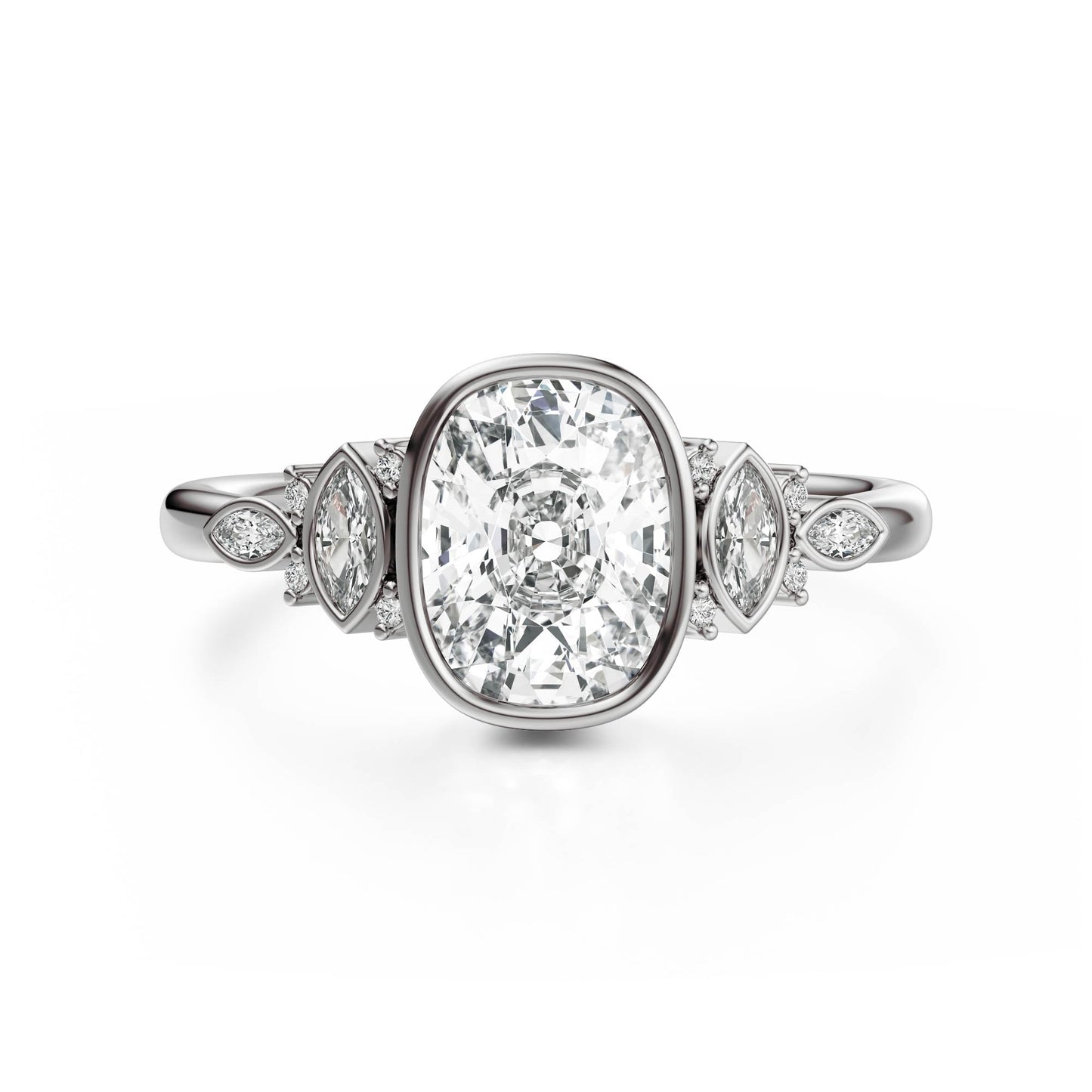 Marquise Shaped Three Stone Lab Grown Diamond Engagement Ring