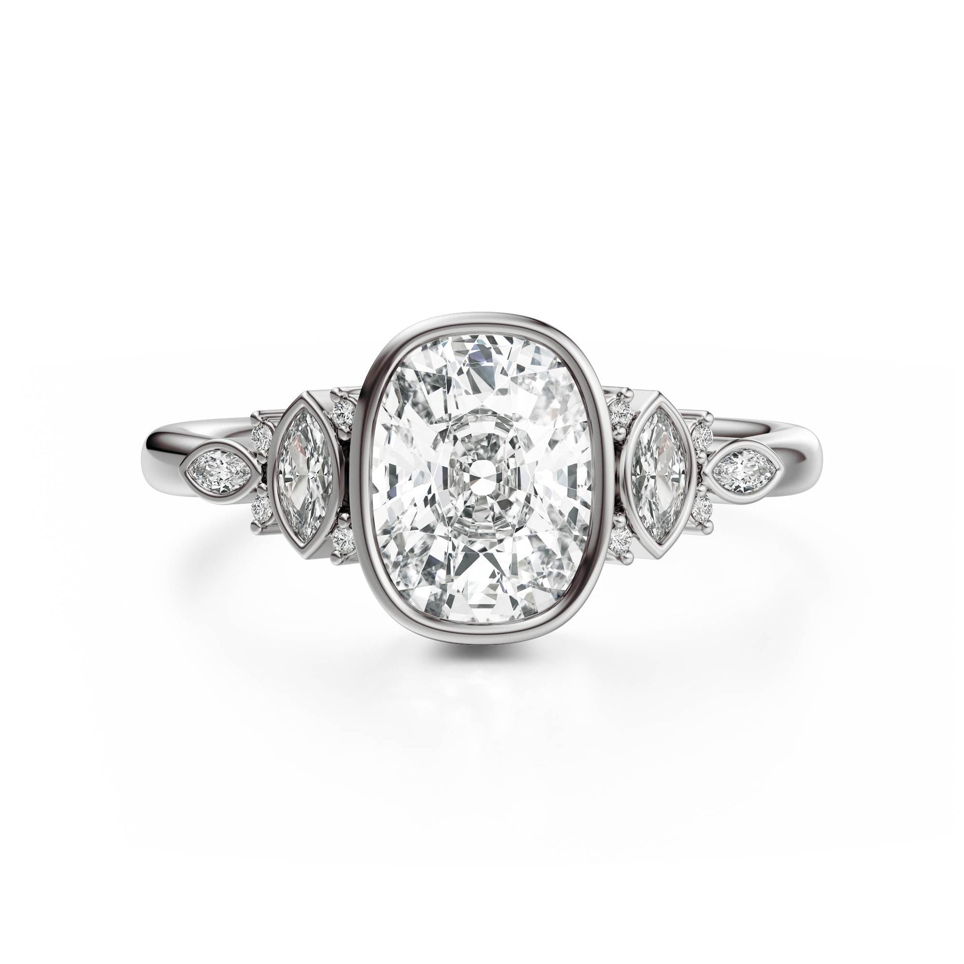 Marquise Shaped Three Stone Lab Grown Diamond Engagement Ring