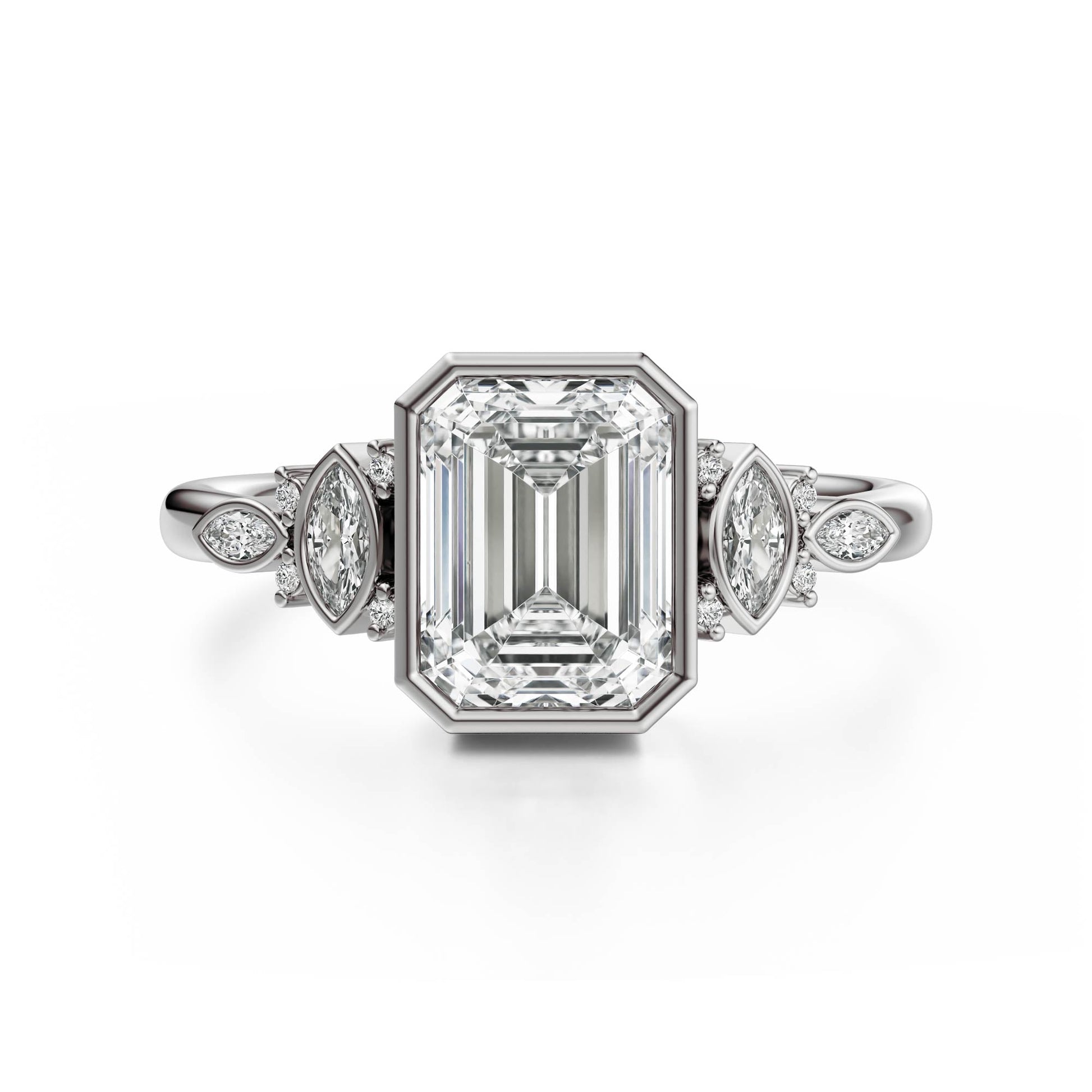 Marquise Shaped Three Stone Lab Grown Diamond Engagement Ring