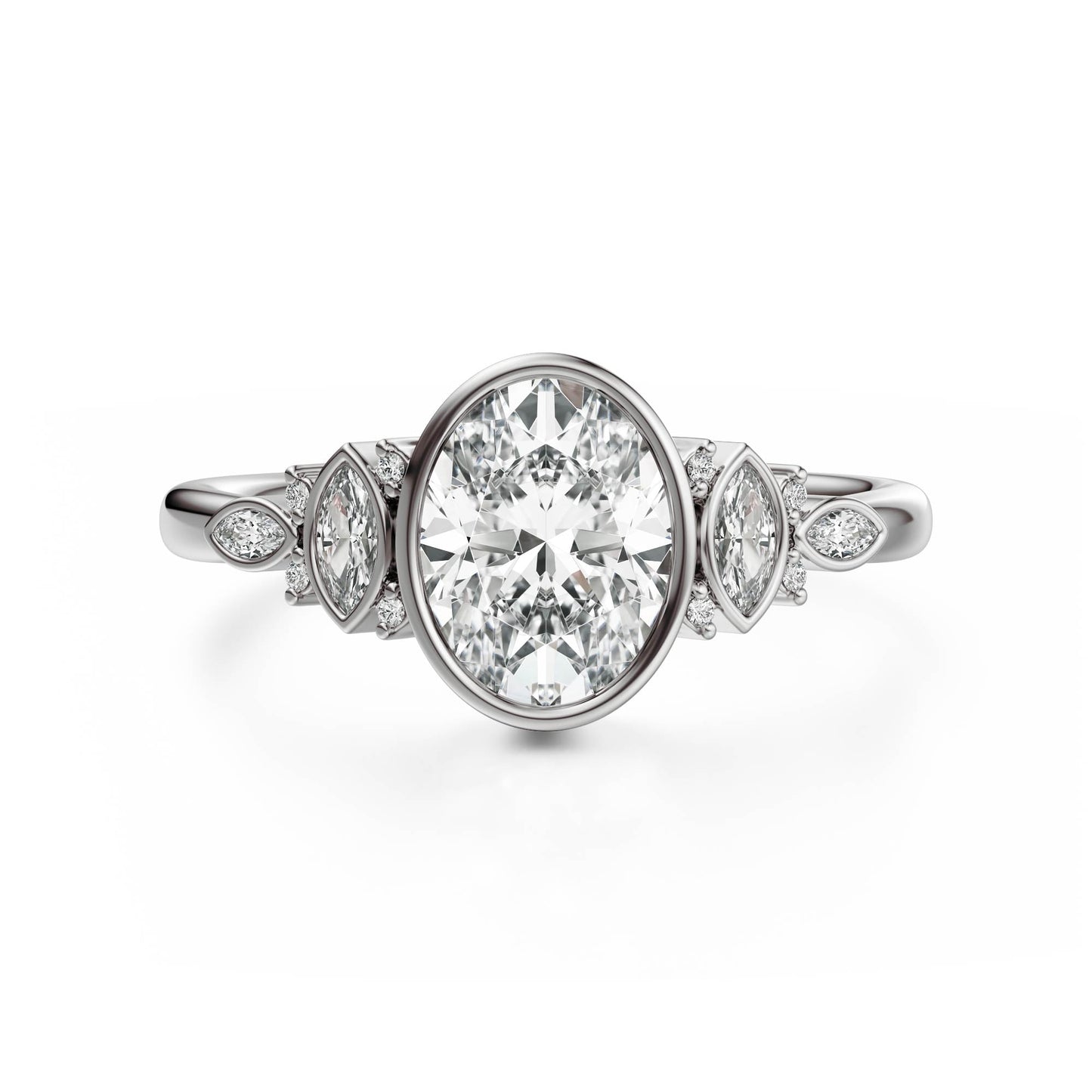 Marquise Shaped Three Stone Lab Grown Diamond Engagement Ring