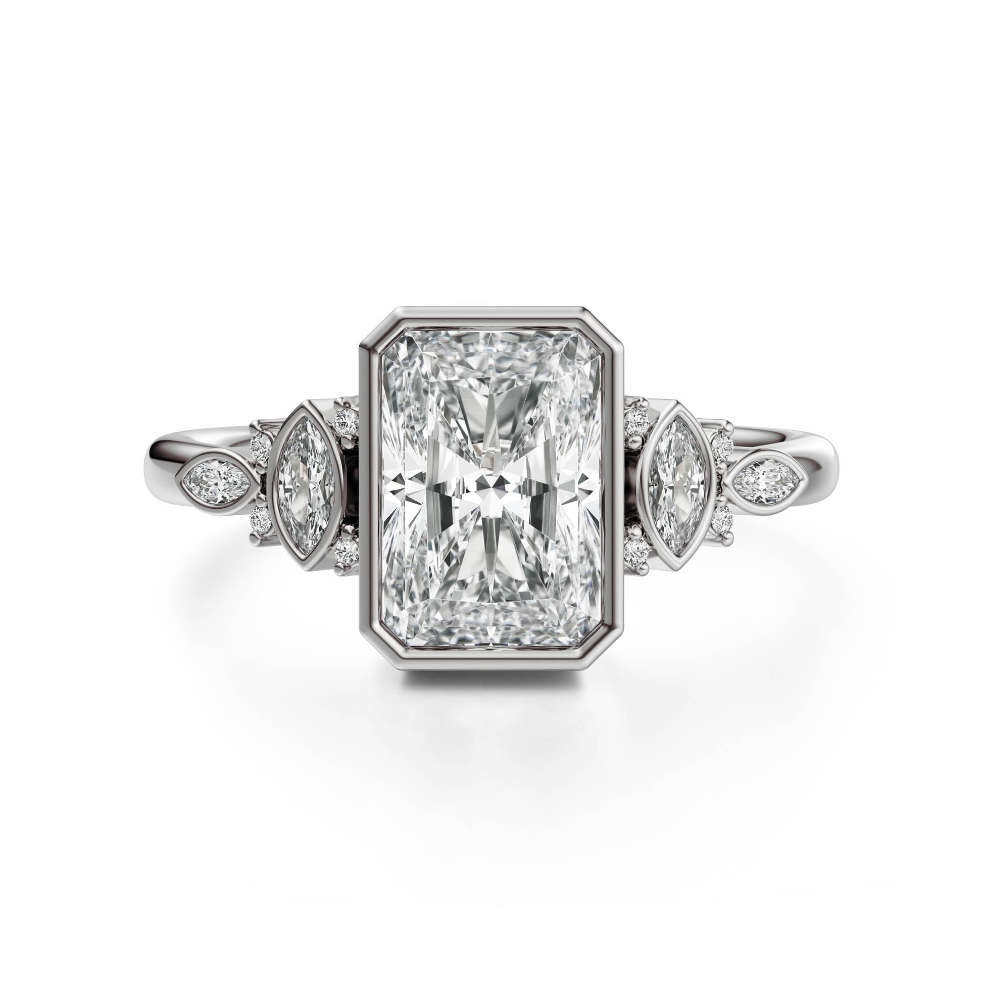 Marquise Shaped Three Stone Lab Grown Diamond Engagement Ring