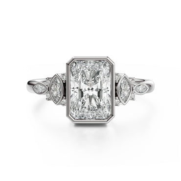 Marquise Shaped Three Stone Lab Grown Diamond Engagement Ring