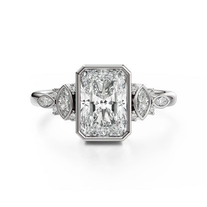 Marquise Shaped Three Stone Lab Grown Diamond Engagement Ring