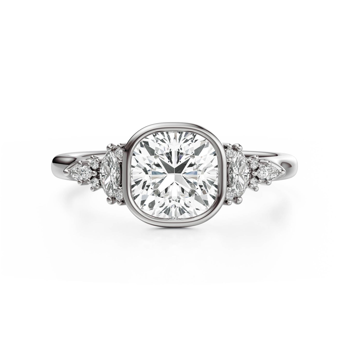Marquise Shaped Three Stone Lab Grown Diamond Engagement Ring