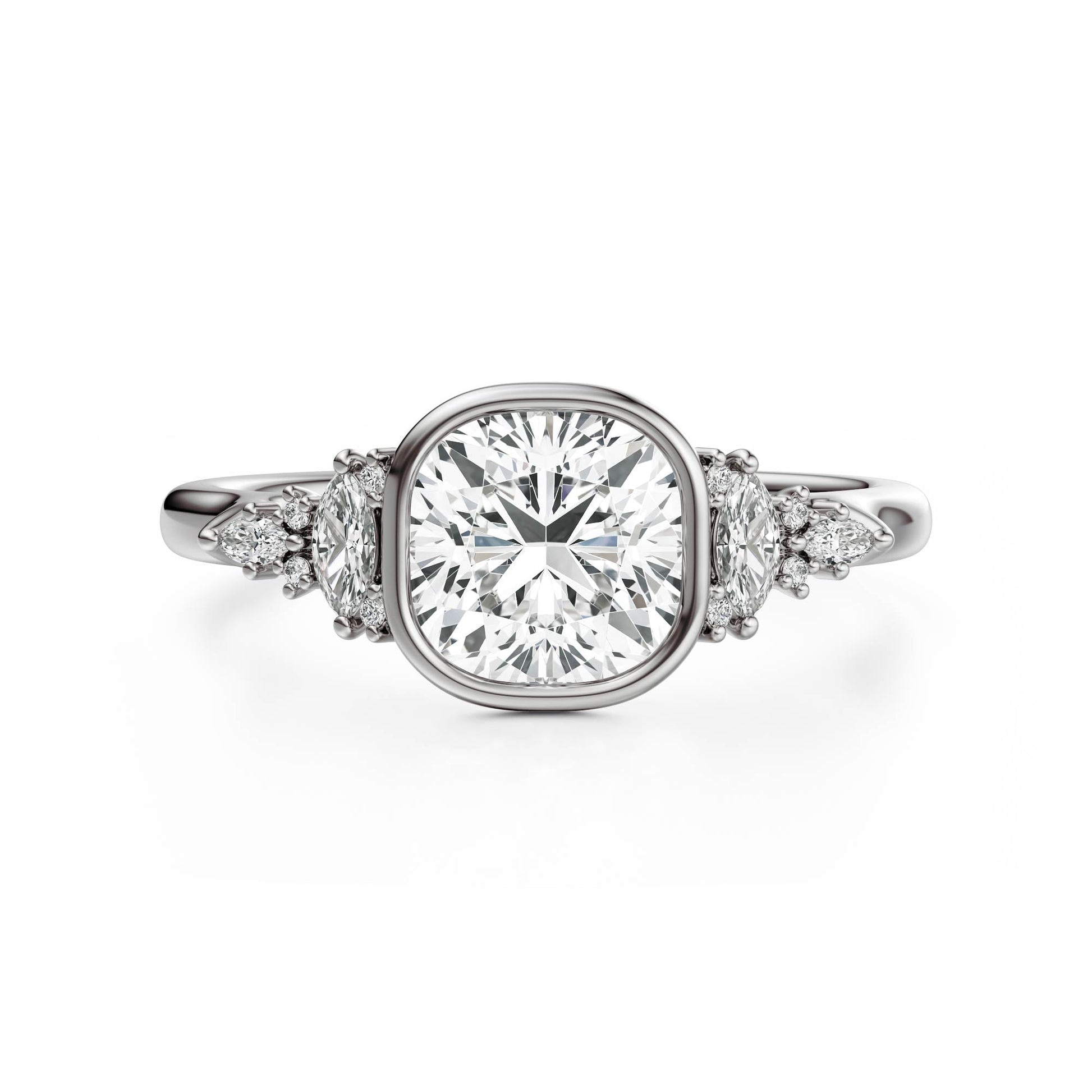 Marquise Shaped Three Stone Lab Grown Diamond Engagement Ring
